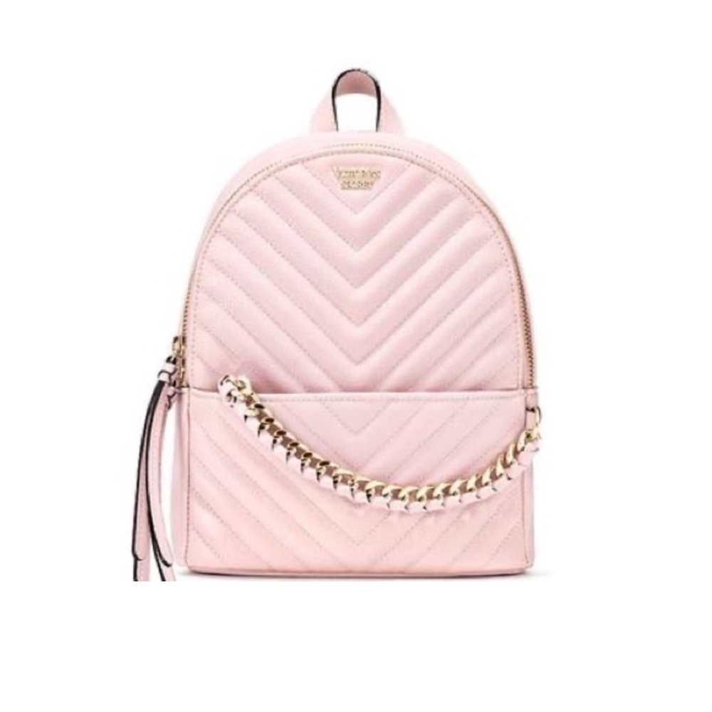 Victoria’s Secret V-Quilted City Mini Backpack baby pink color